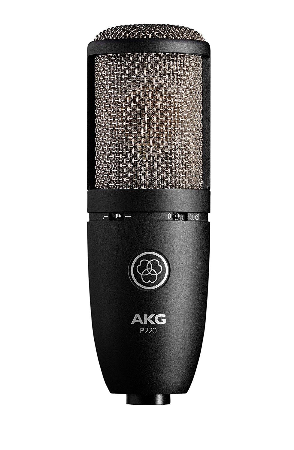 AKG PERCEPTION P-220 MICROFONO A CONDENSATORE DA STUDIO A LARGO DIAFRAMMA VOCE CHITARRA OTTONI - TechSoundSystem.com