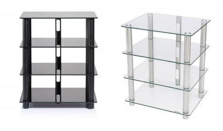 Norstone EPUR4 Mobile Hifi e AV 4 Struttura in acciaio spazzolato. Ripiani in vetro temperato - TechSoundSystem.com