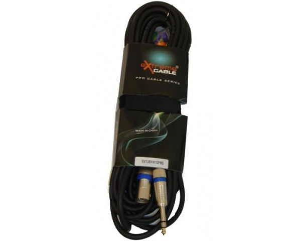 EXTREME JSXM10PRO CAVO XLR MASCHIO - JACK STEREO 1/4" 6.3mm CAVO AUDIO DI SEGNALE SCHERMATO 10 M - TechSoundSystem.com
