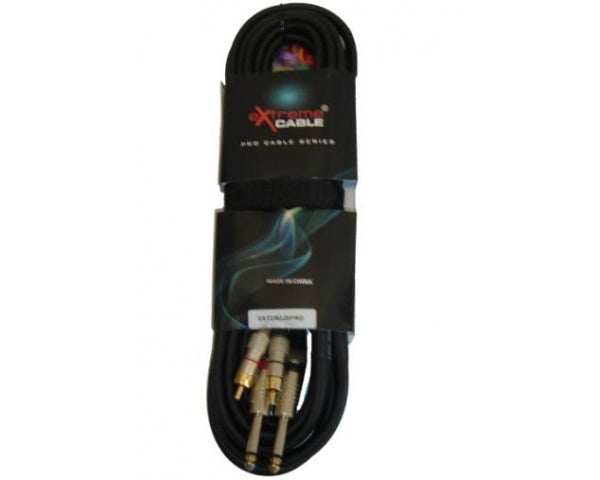 EXTREME 2R2J5PRO 2 RCA MASCHIO - 2 JACK MONO 1/4" 6.5mm CAVO AUDIO DI SEGNALE SCHERMATO 5 MT. - TechSoundSystem.com