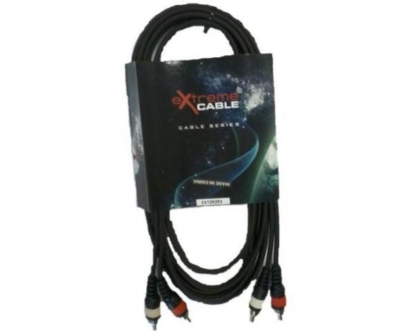 EXTREME 2R2R3 CAVO DOPPIO 2 RCA MASCHIO / 2 RCA MASCHIO 3 M CAVO AUDIO DI SEGNALE SCHERMATO - TechSoundSystem.com
