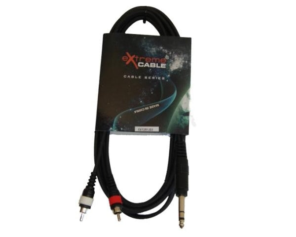 EXTREME 2R1JS3 CAVO 2 RCA MASCHIO - 1 JACK MASCHIO STEREO 1/4" 6.3mm - TechSoundSystem.com