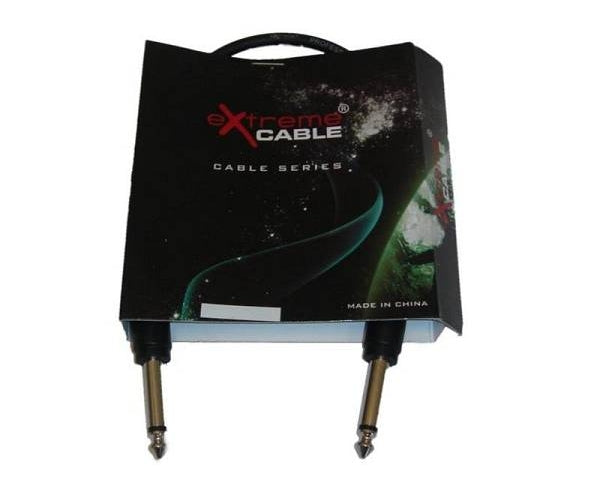 EXTREME JJ01 CAVO JACK-JACK 0,1 MT CON JACK DA 1/4" 6,3mm E CONNETTORI ANTISCIVOLO ERGONOMICI - TechSoundSystem.com