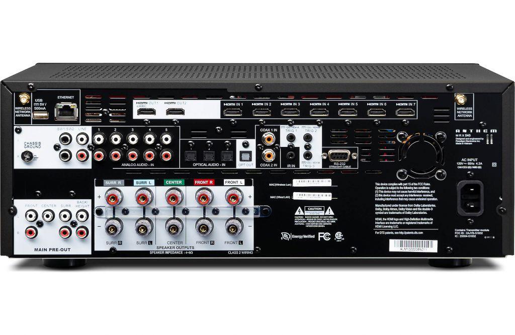 ANTHEM MRX540 8K Sintoamplificatore A/V 7.2 canali 5x100W, Bluetooth 4.2, Airplay2, WiFi e Ethernet, 8K Ultra HD - TechSoundSystem.com