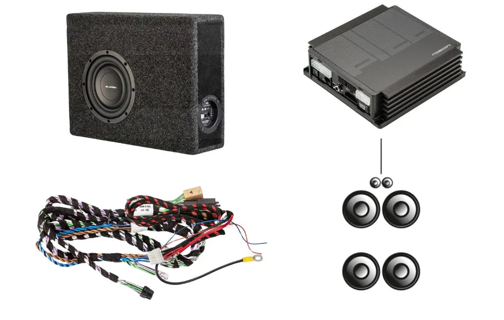 Gladen SU-VAG-4CH-SUB Kit audio SoundUp per veicoli VAG con radio 4CH Subwoofer 250 mm 500 Watt + amplificatore Pico V2 6|8 DSP