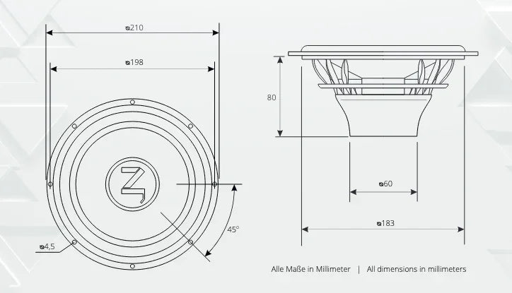 Gladen ZETA 200 coppia di woofer da 200mm 3 Ohm 225W