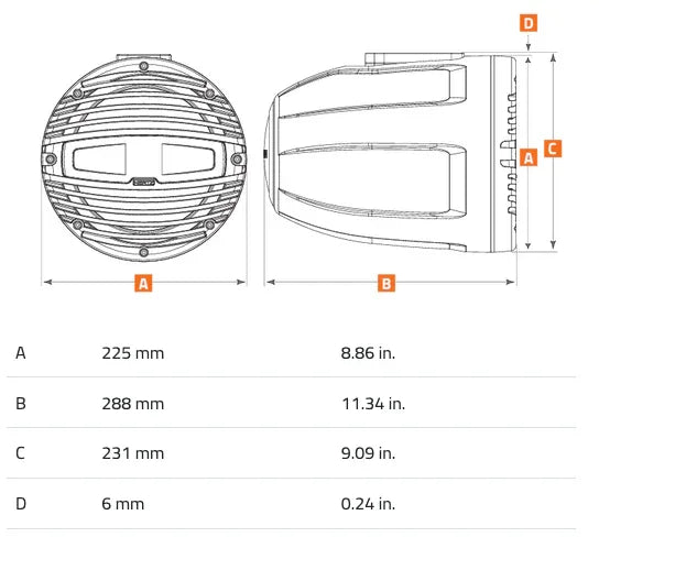 Hertz HTX 8 M-FL-TW/C altoparlante coassiale nautico chiuso 200mm 4 Ohm 200W