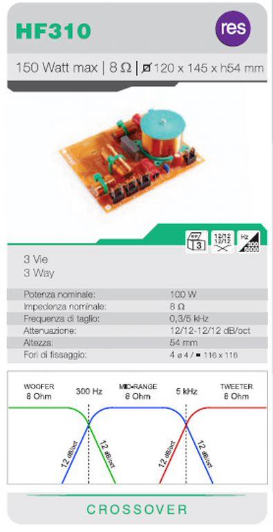 CIARE HF310 Crossover 3vie, taglio 0,3/5kHz 8 Ohm 150W (COPPIA) - TechSoundSystem.com