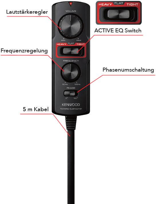 Kenwood KSC-PSW7EQ Subwoofer compatto 160W, telecomando cablato - TechSoundSystem.com