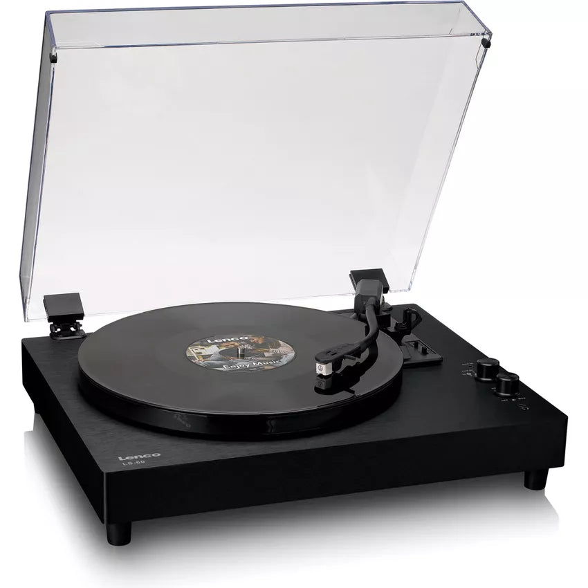 LENCO LS-60BK Giradischi con altoparlanti integrati e Bluetooth®, testina Audio technica