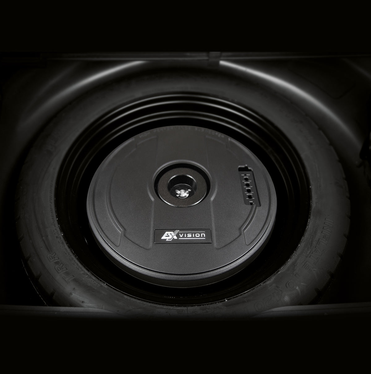 ESX V1100AV2 subwoofer attivo da incasso per vano ruota di scorta 280 mm 300W