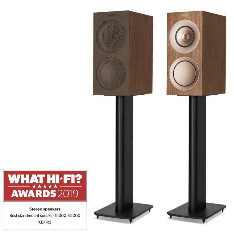 KEF R3 WALNUT diffusori da scaffale High End 3 Vie Bass Reflex Uni-Q - TechSoundSystem.com