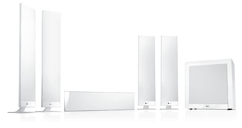KEF T305 WHITE Sistema Home Theater 5.1 con 4 diffusori T301 + Subwoofer attivo T2 - TechSoundSystem.com