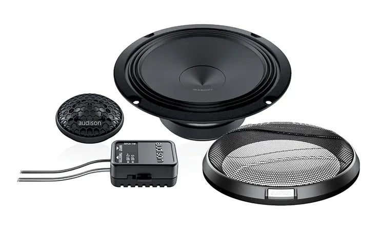 Audison APK 165 kit altoparlanti due vie 165mm woofer AP 6,5 con griglie, tweeter AP1 e crossover 4 ohm 300W