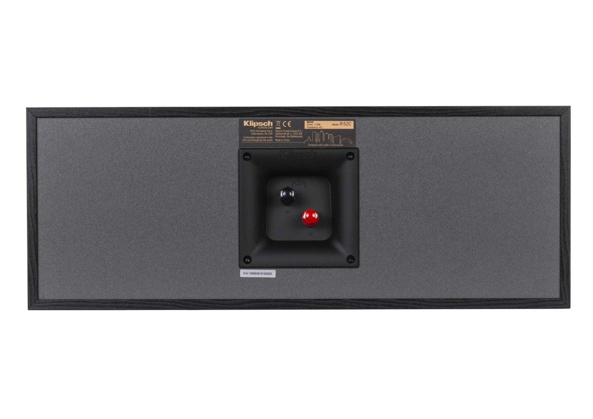 Klipsch R-52C BLACK diffusore per canale centrale sospensione pneumatica a 2 vie REFERENCE da 400W - TechSoundSystem.com