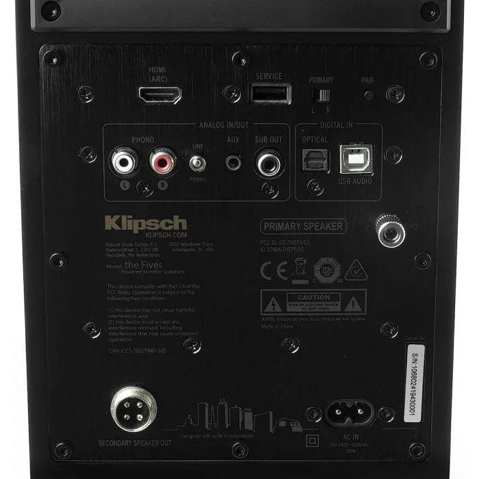 Klipsch The Fives Matte Black Diffusori 4.5" attivi 160W Bluetooth 5.0 A2DP, ingresso PHONO