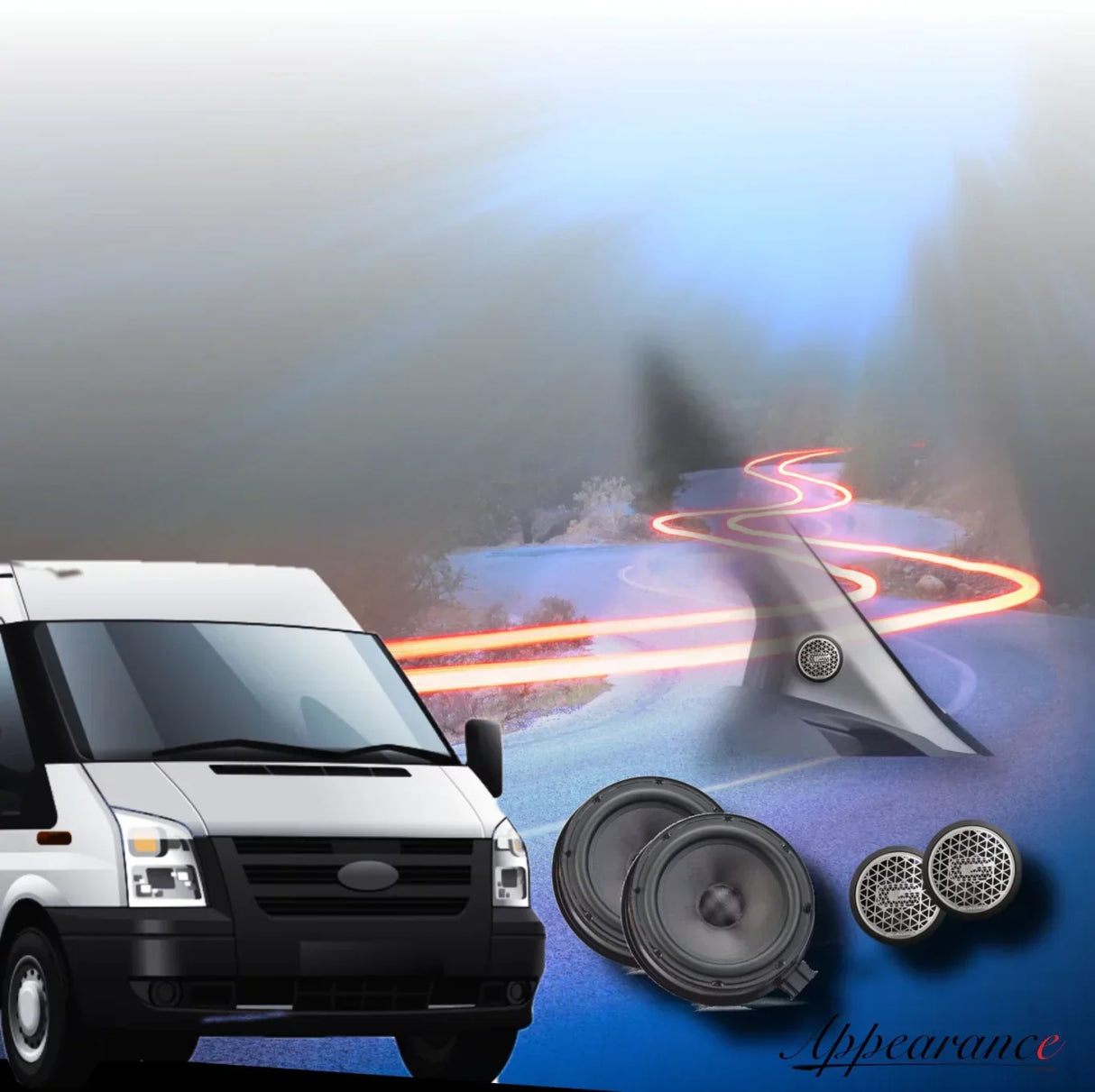 Gladen One Transit Appearance kit audio a 2 vie High-End per Ford Transit e Tourneo 165mm 3 Ohm 150W