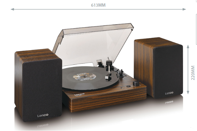 LENCO LS-200 Giradischi con ricezione e trasmissione Bluetooth e altoparlanti in legno
