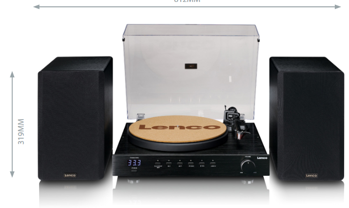 LENCO LS-700 Giradischi Hi-Fi ad alta potenza con altoparlanti, Bluetooth 5.2, testina Ortofon 2M RED