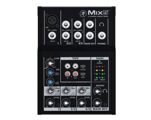 MACKIE MIX5 MIXER COMPATTO 1CANALE MICROFONICO 2 STEREO JACK - TechSoundSystem.com