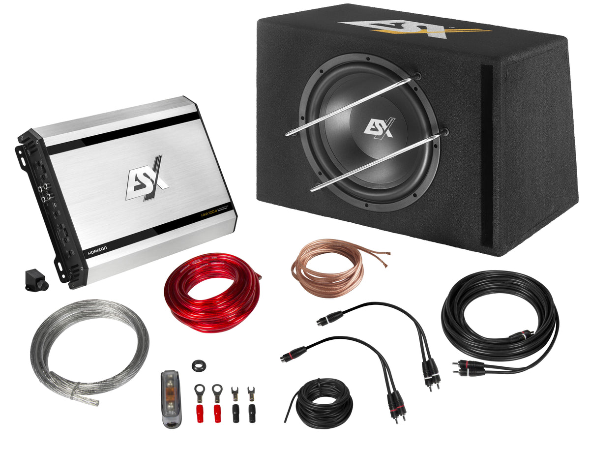 ESX HXP400 kit con amplificatore a 4 canali e subwoofer bassreflex 300 mm 600W