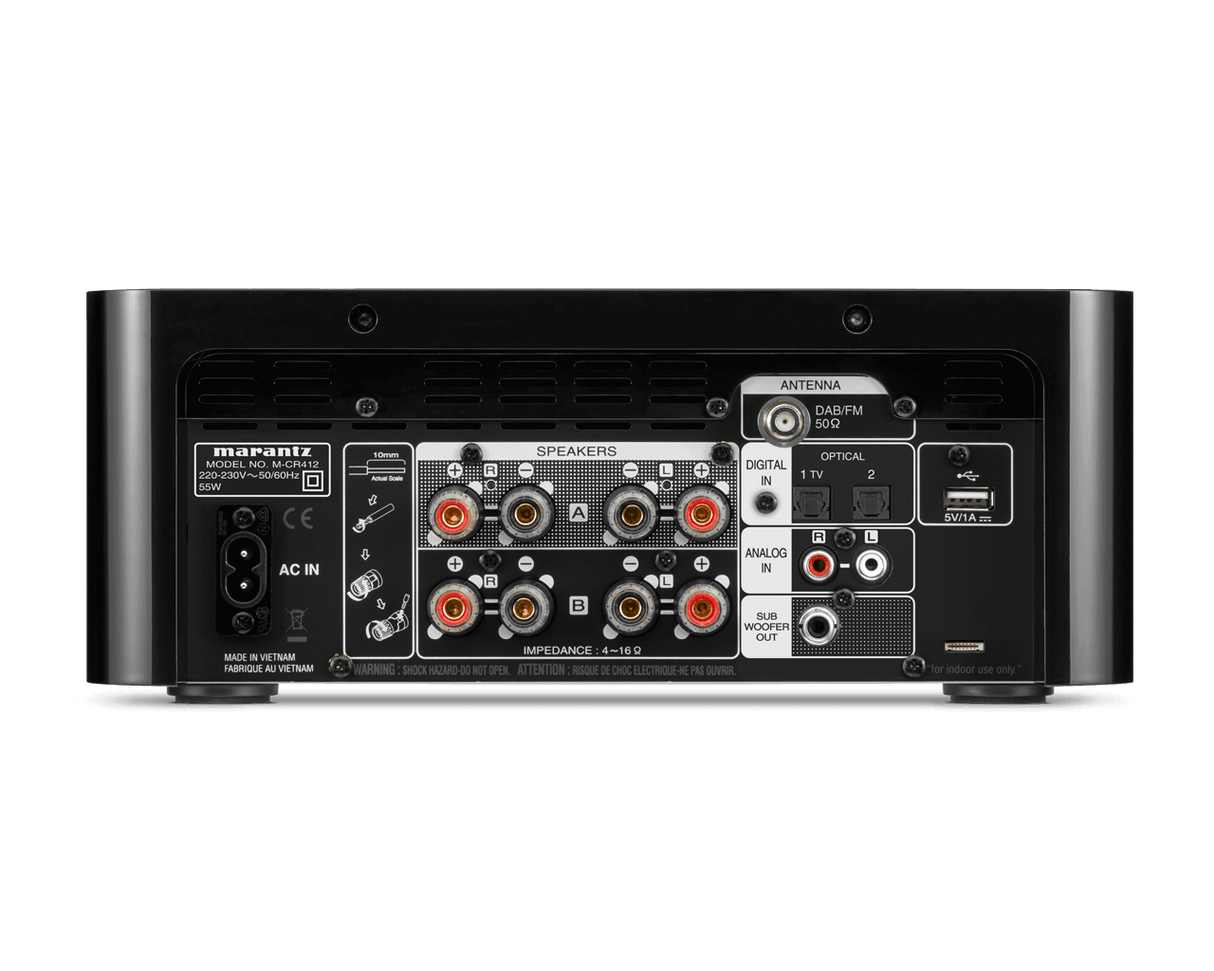 Marantz MELODY STREAM M-CR412 BLACK Sintoamplificatore CD con Bluetooth e DAB+, 2x 60W - TechSoundSystem.com