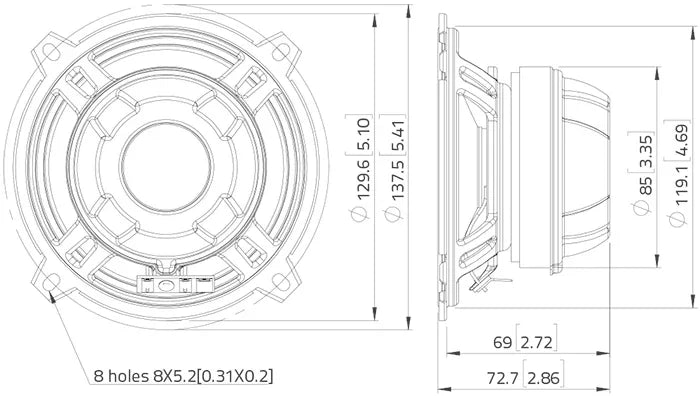 Lavoce CSF051.21 altoparlante coassiale 130mm 8 Ohm 100W