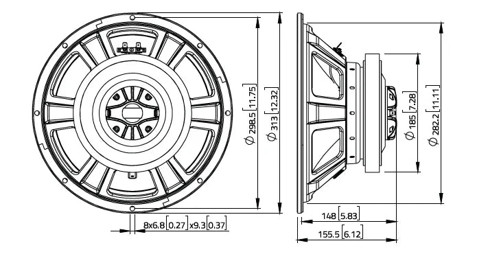 Lavoce CSF122.50K altoparlante coassiale 300mm 8 Ohm 600W