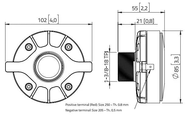 Lavoce DF10.101LS driver a compressione 1” 8 Ohm 40W screw-on