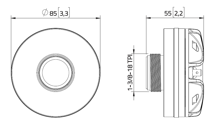 Lavoce DN10.172KS driver a compressione screw-on da 1” 8 Ohm 110W
