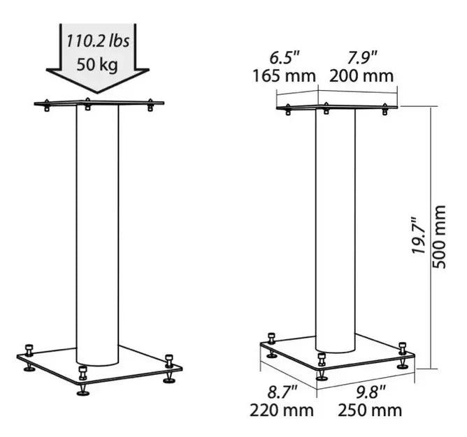 Norstone STYLUM 1 supporti diffusori H 50 mm (COPPIA)