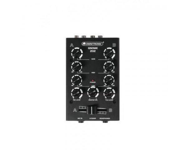OMNITRONIC GNOME 202 BLACK MINI MIXER DJ 2 CANALI STEREO MICROFONO CUFFIA - TechSoundSystem.com