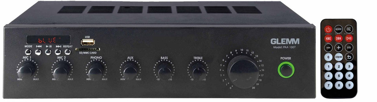 GLEMM PAA 100T Amplificatore 4-8 Ohm o 70/100V da 100W con lettore MP3 - TechSoundSystem.com