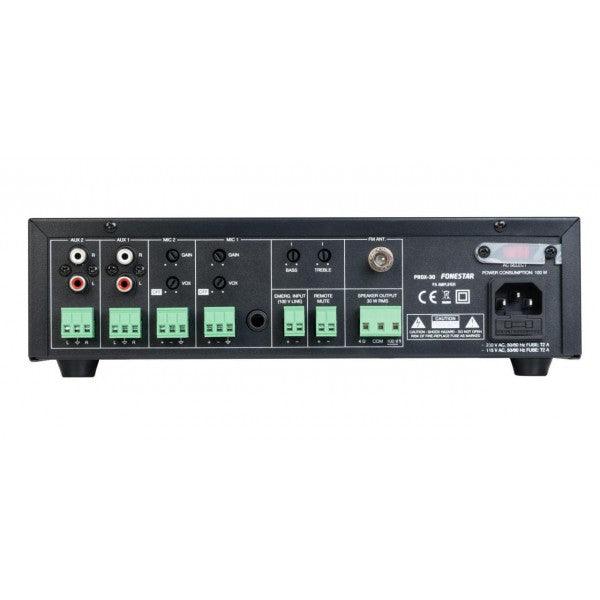 Monacor PROX-30 AMPLIFICATORE PA 100V/8ohm CON LETTORE USB/MP3/RADIO - TechSoundSystem.com