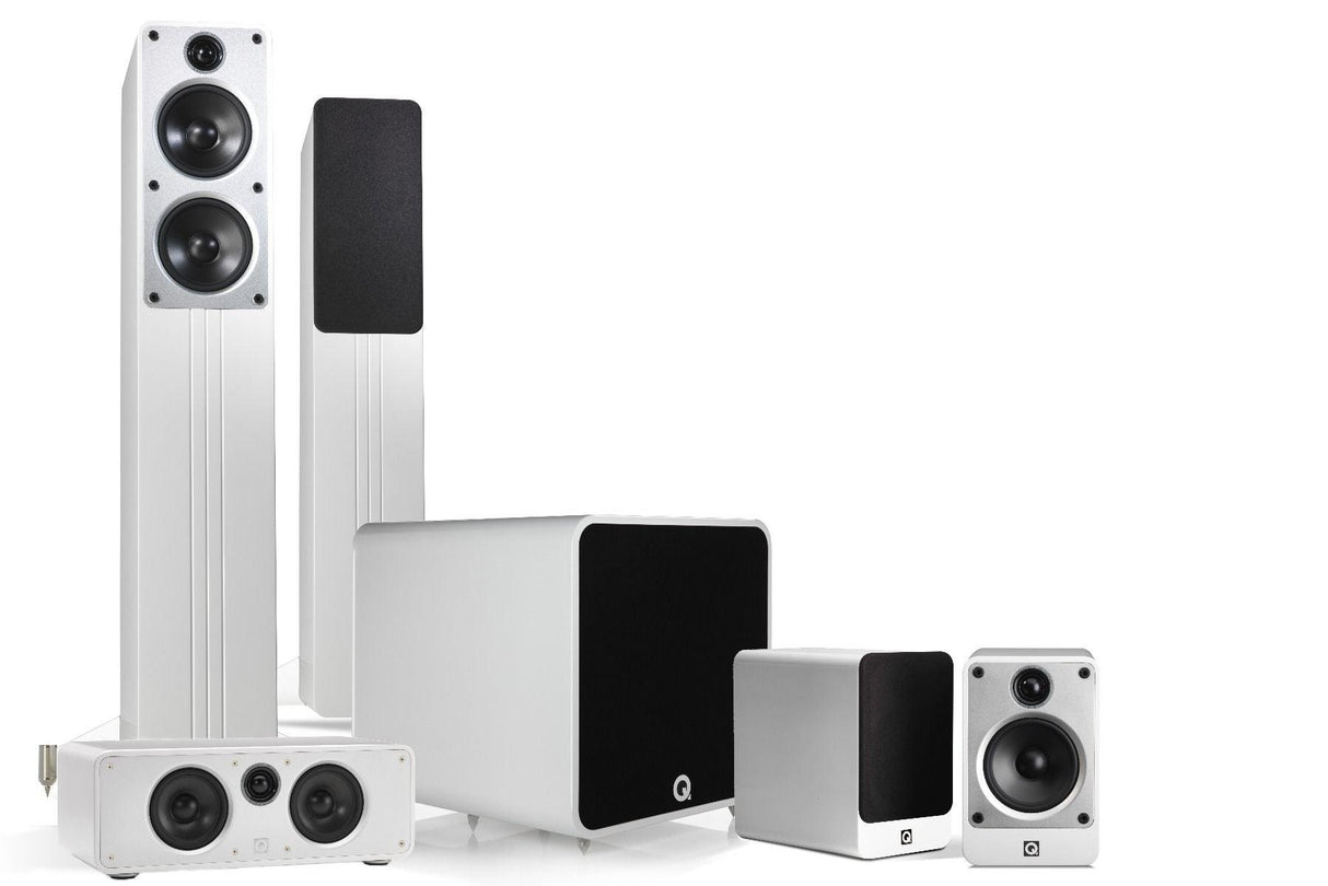 Q Acoustics CONCEPT 5.1 PLUS CINEMA PACK Sistema home cinema composto di Concept 40 + Concept Centre + Concept 20 + QB 12 subwoofer - TechSoundSystem.com