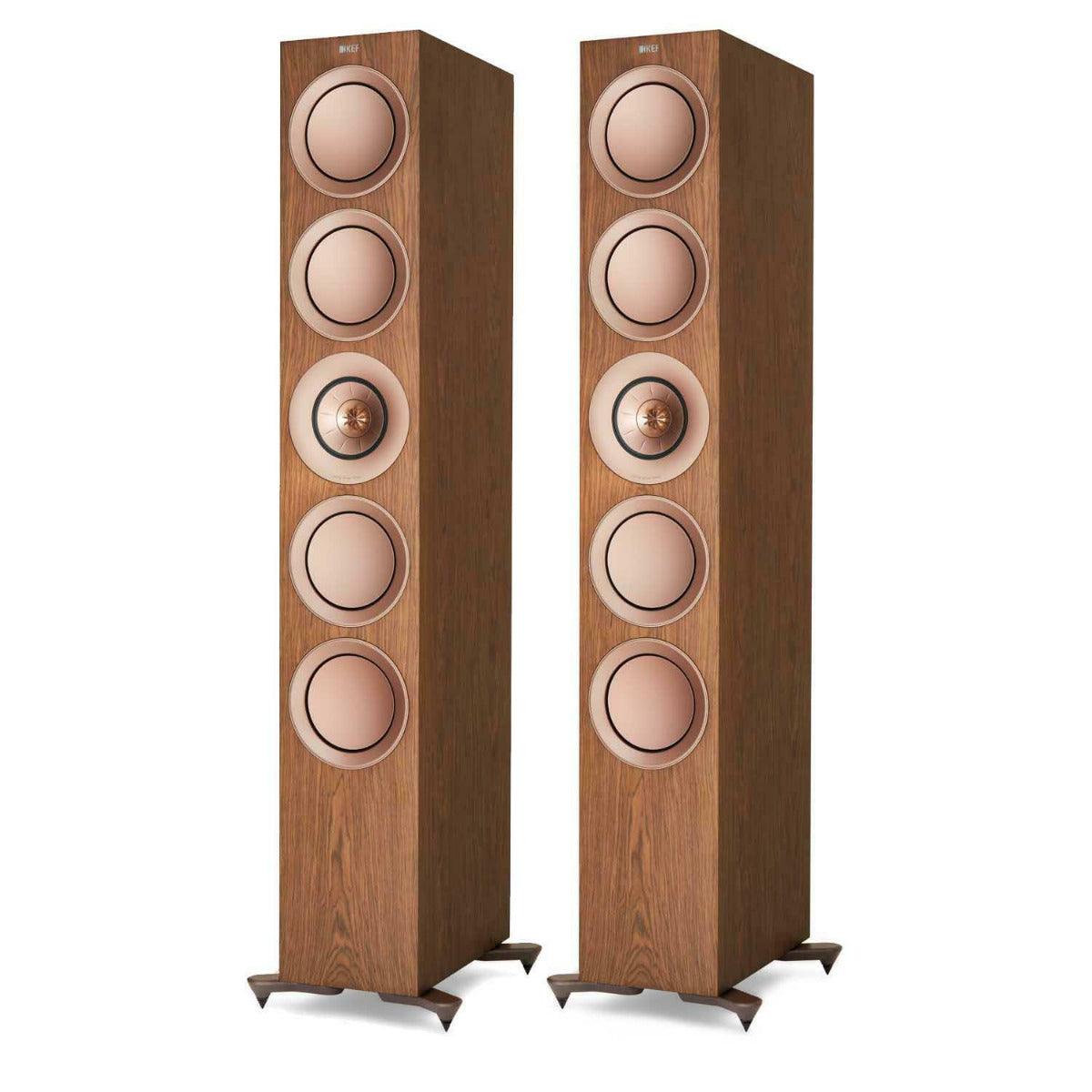 KEF R11 WALNUT coppia diffusori da pavimento 3 Vie Uni-Q Tweeter 25mm + Mid 125mm HIGH END - TechSoundSystem.com