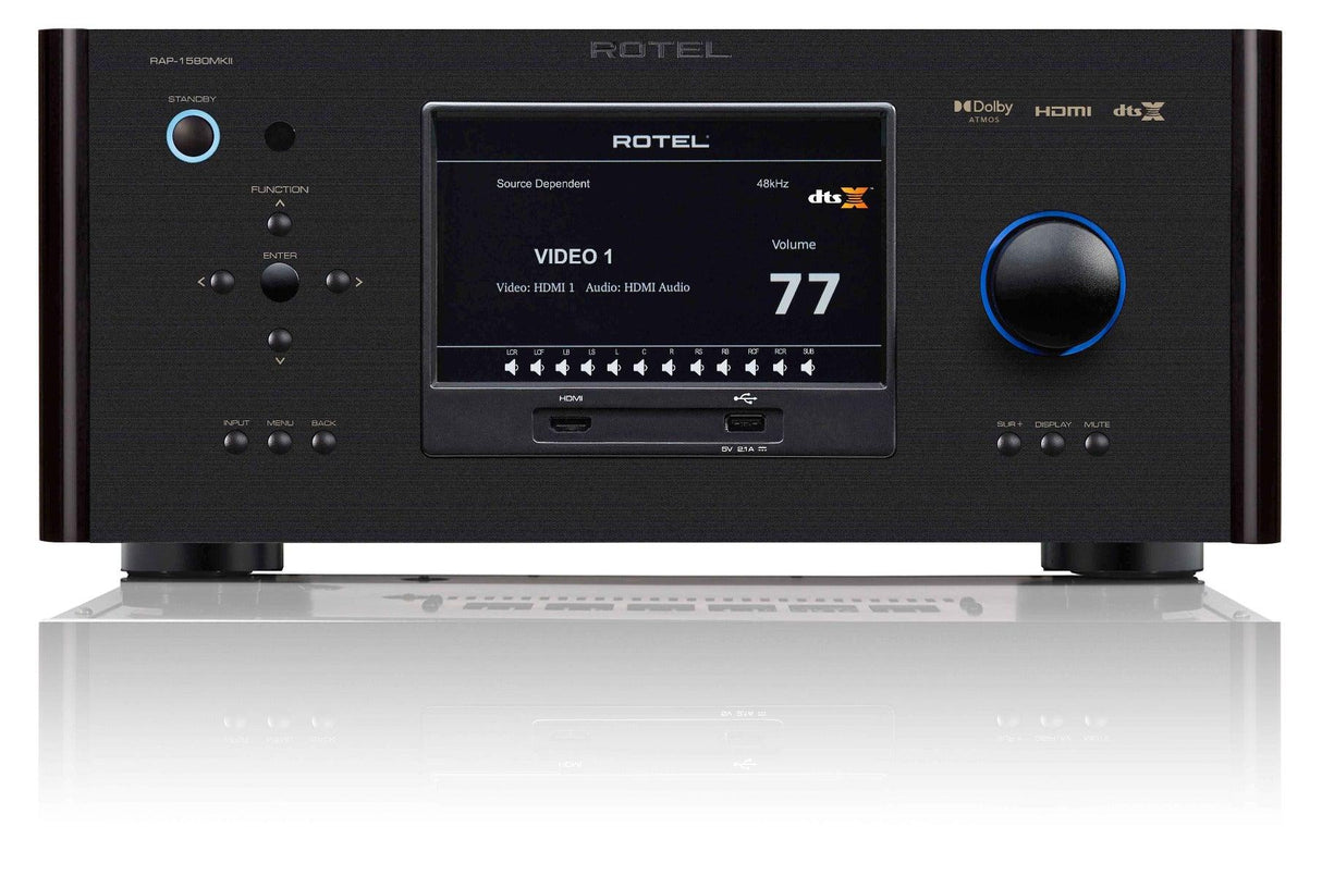 Rotel RAP-1580MKII BLACK amplificatore home cinema 7.2 4K Dolby Atmos e DTS:X in 7.1.4 DAC Wolfson a 24bit/192KHz - TechSoundSystem.com
