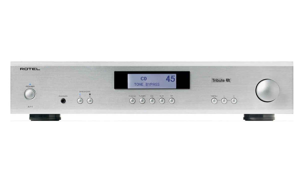 ROTEL A-11 TRIBUTE SILVER Amplificatore integrato 50+50W RMS su 8 ohm, tributo Ken Ishiwata - TechSoundSystem.com
