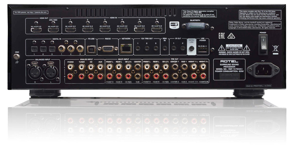 Rotel RSP-1576MKII SILVER Preamplificatore e Processore AV 14 ingressi audio e video 4K/HDR Dirac, Dolby Atmos e DTS:X - TechSoundSystem.com