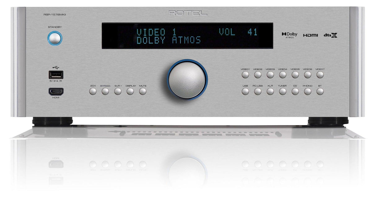 Rotel RSP-1576MKII SILVER Preamplificatore e Processore AV 14 ingressi audio e video 4K/HDR Dirac, Dolby Atmos e DTS:X - TechSoundSystem.com