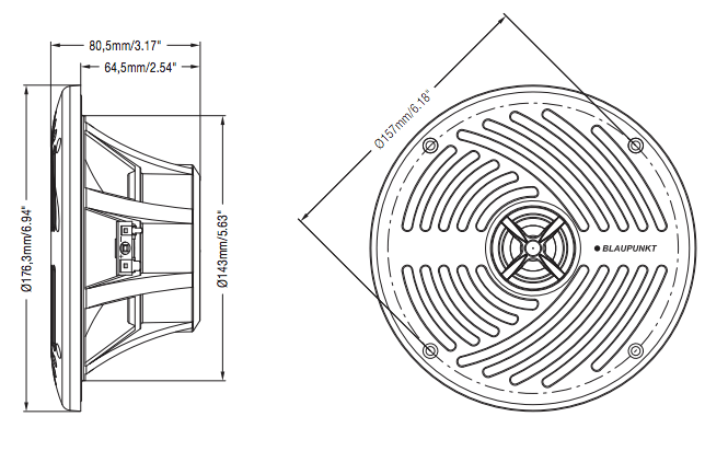 Blaupunkt MSX 652 BLK961 diffusori coassiali marini a 2 vie 165mm 40W - TechSoundSystem.com