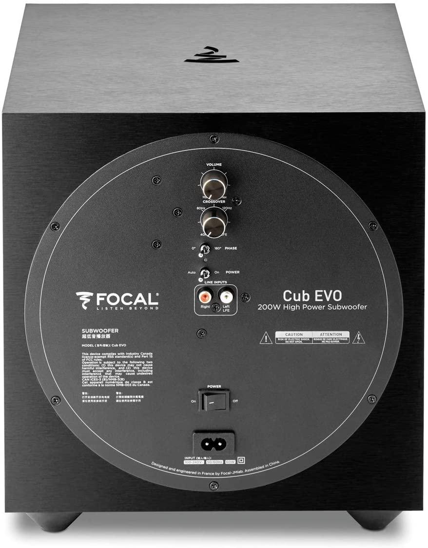 Focal CUB EVO Subwoofer attivo, Nero, bass reflex, amplificazione da 200 W in classe D - TechSoundSystem.com