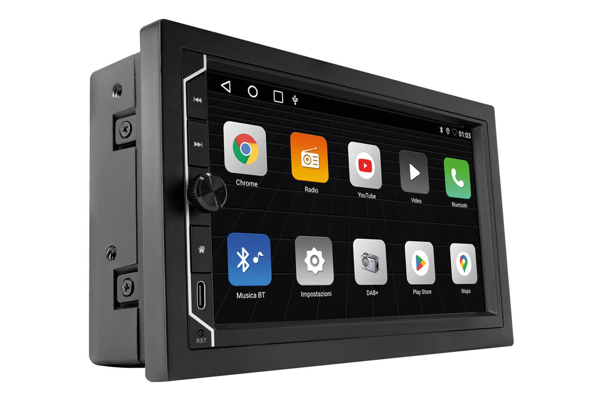 Phonocar VM003K Autoradio 2 DIN COMPATTA, Android 12 Full HD con Radio DAB+ MAPPE IGO CAMPER EUROPA comprese - TechSoundSystem.com