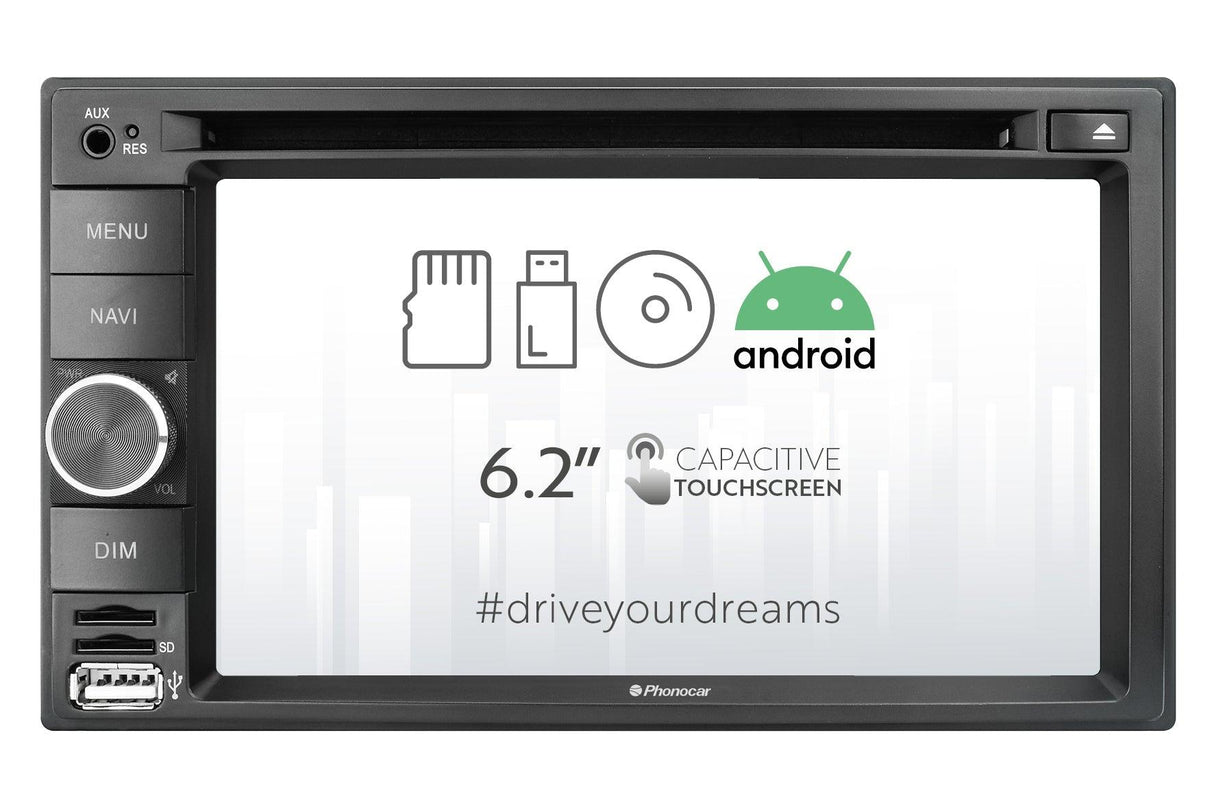 Phonocar VM031 Autoradio 2 DIn con DAB+ Android 10, lettore DVD/CD/USB/MICRO SD CARD - TechSoundSystem.com