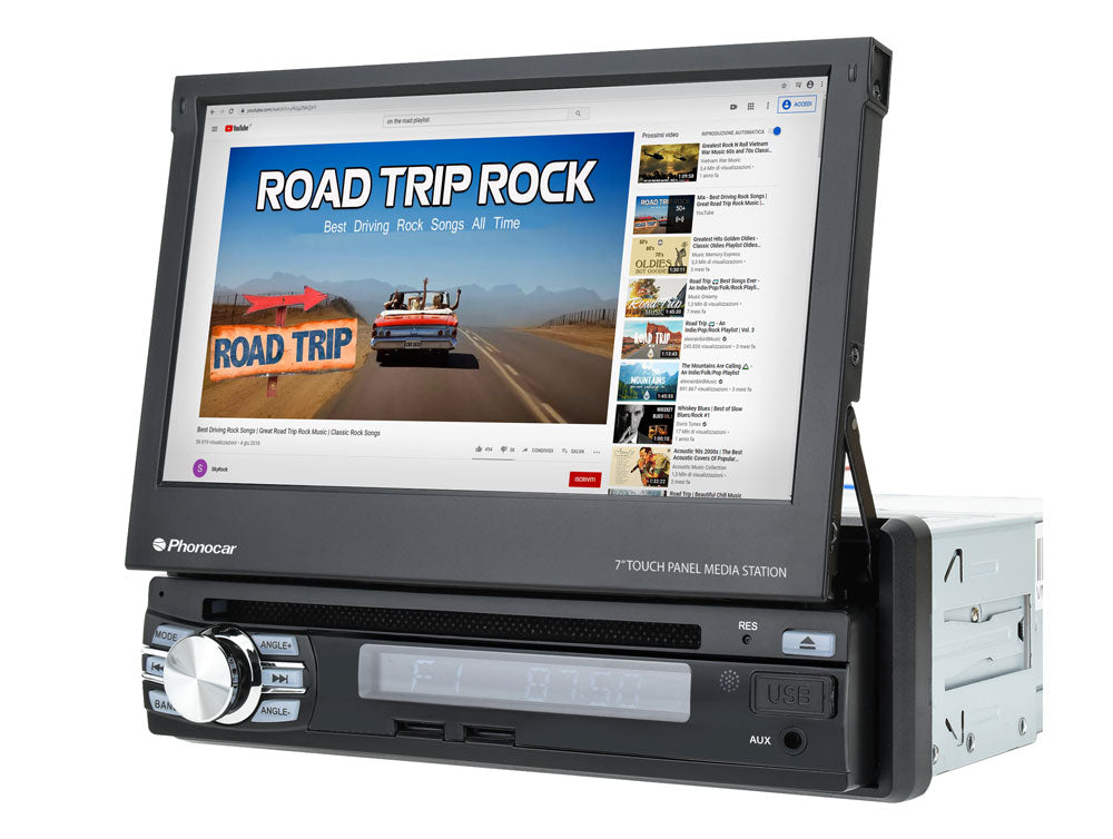 Phonocar VM045K autoradio 1 DIN mappa CAMPER Android 10.0 pollici DAB+ con Monitor TFT 7" Motorizzato a scomparsa, lettore CD/DVD/USB/Micro SD - TechSoundSystem.com