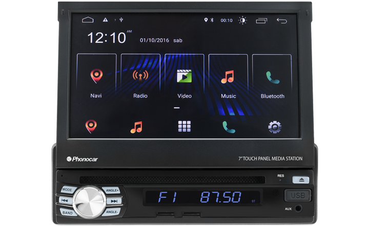 Phonocar VM045K autoradio 1 DIN mappa CAMPER Android 10.0 pollici DAB+ con Monitor TFT 7" Motorizzato a scomparsa, lettore CD/DVD/USB/Micro SD - TechSoundSystem.com