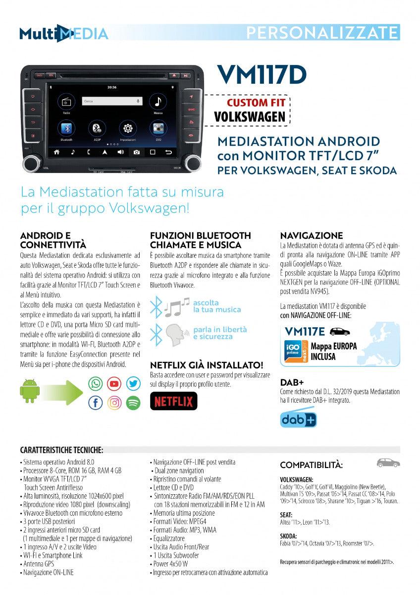 Phonocar VM117D autoradio per Volkswagen DAB+, Android 8.0, Navi DVD - TechSoundSystem.com