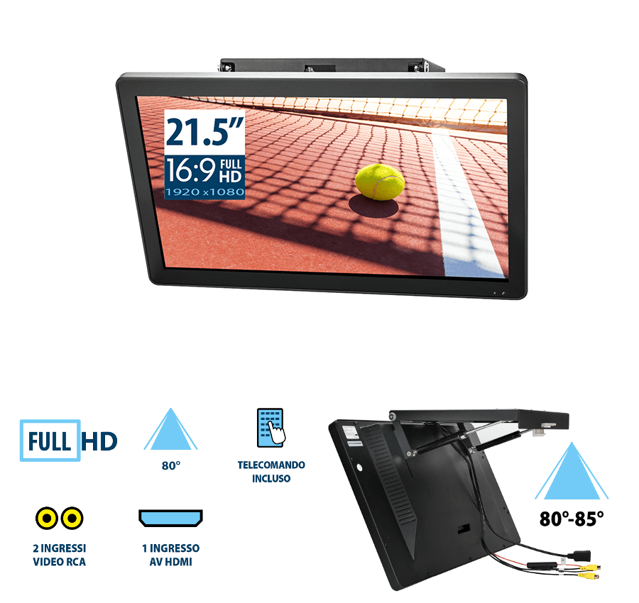 Phonocar VM188 Monitor da tetto 21.5” Full HD 16:9 TFT/LCD per camper e bus - TechSoundSystem.com