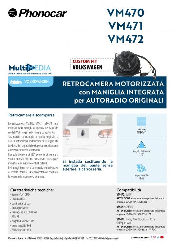 Phonocar VM471 Retrocamera per Golf VII MOTORIZZATA con Maniglia integrata per autoradio originali - TechSoundSystem.com