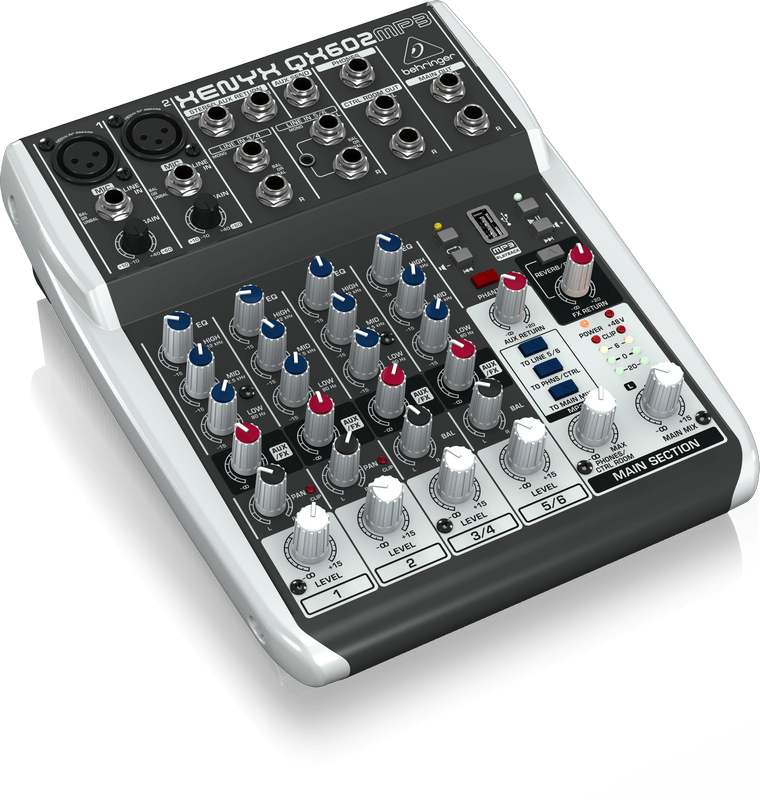 BEHRINGER QX602-MP3 XENYX MIXER 6 CANALI LETTORE MP3/USB EFFETTI VOCE KARAOKE REVERBERO/DELAY +48V - TechSoundSystem.com